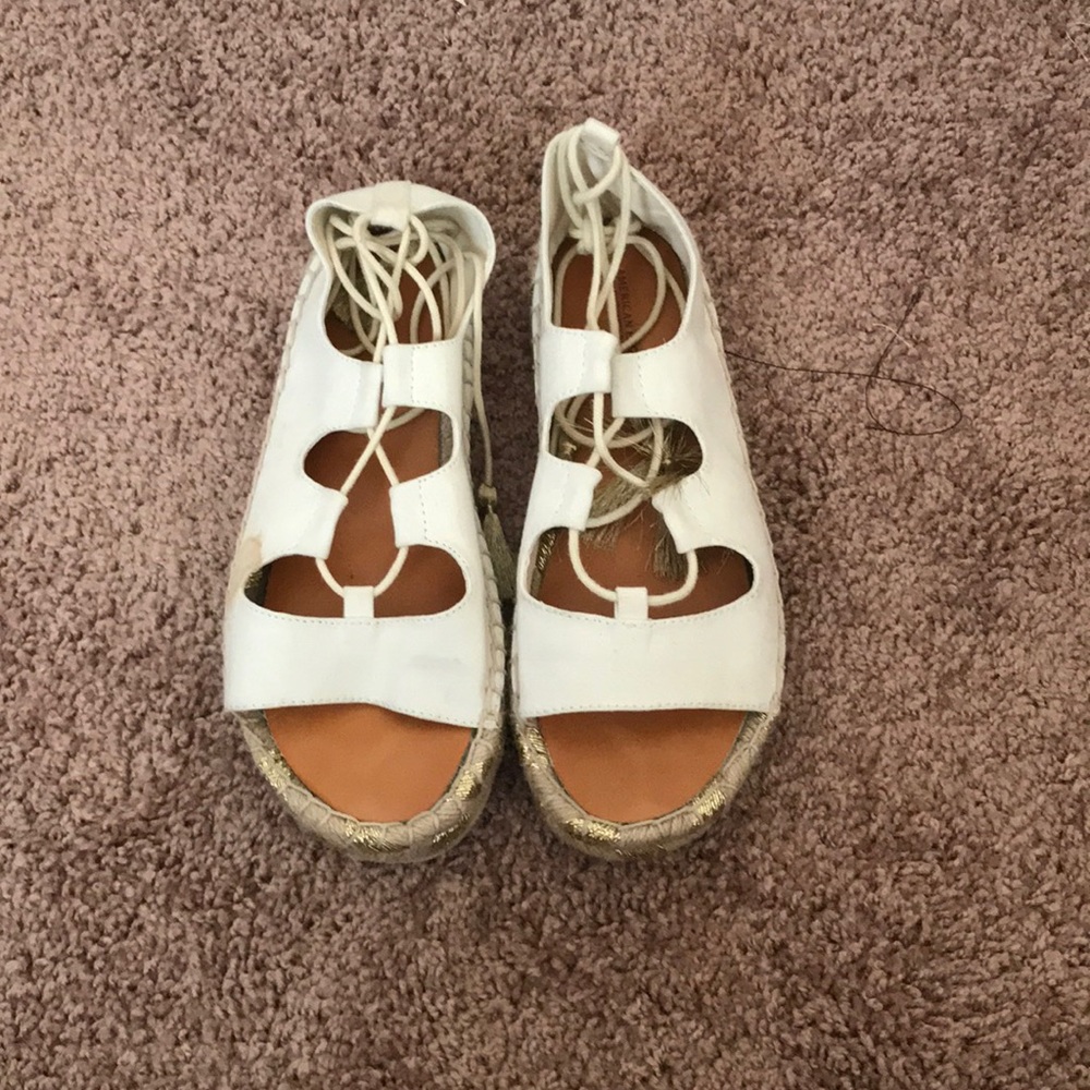White tan gold espadrilles